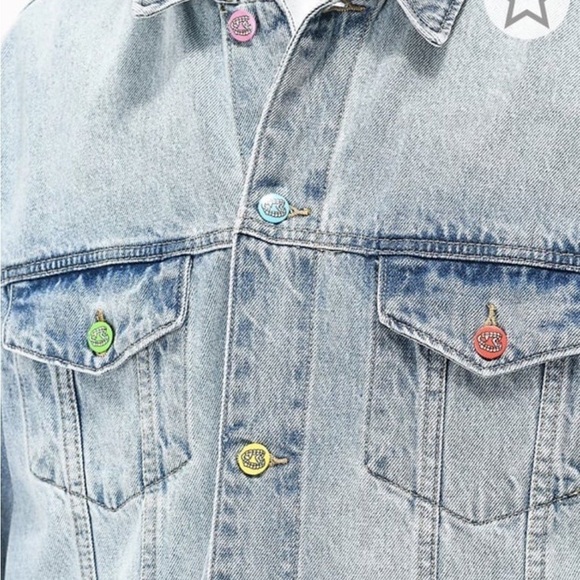 NWT Mens Salem7 Zumiez Light Wash Oversized Denim Jacket Y2K 90s - Picture 4 of 11